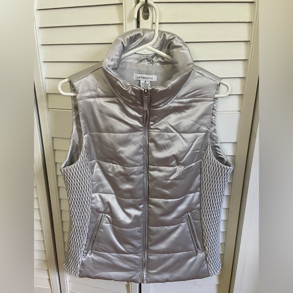Liz Claiborne brand silver vest, size Medium. Perfect condition!
